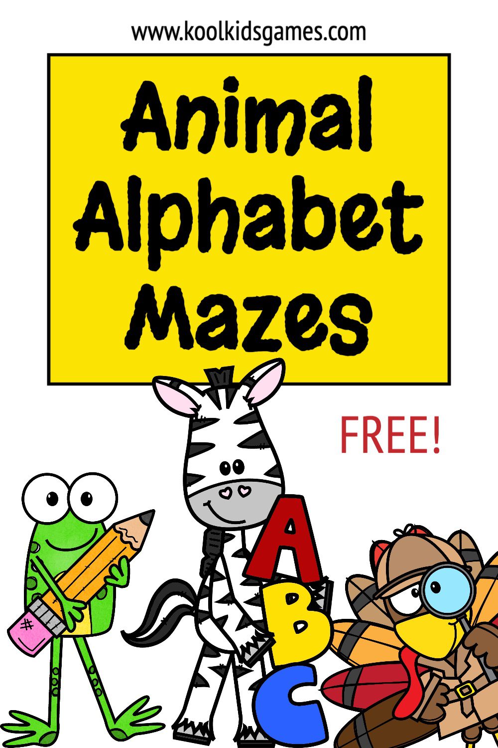 animal alphabet printable maze worksheets