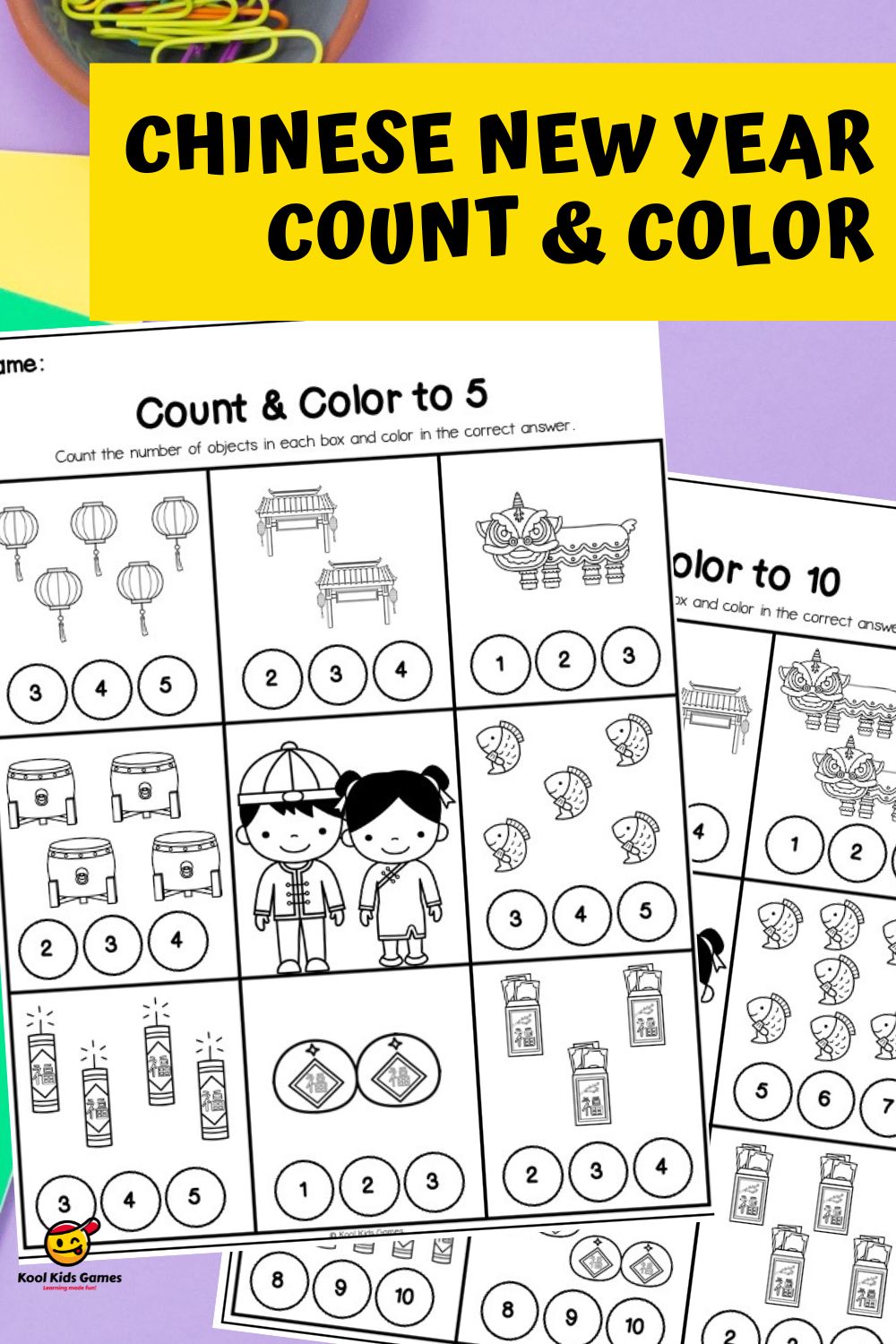 This Chinese New Year Count and Color packet is a great way to combine cultural appreciation with math skills, as students will count sets of different objects that are typically associated with the Lunar New Year such as lanterns and dragons. Grab your counting worksheets for kindergarten today!