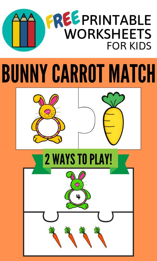 This Easter color matching activity for preschool comes with two fun activities - a bunny and carrot counting puzzle and a bunny carrot match up activity based on color. Download it free today!