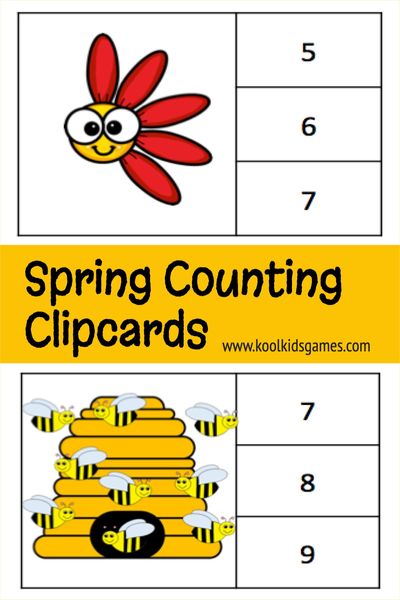 These spring counting clip cards will have your students counting bees 1 to 10 and undertaking butterfly counting practice in no time at all. This set of 4 clip cards for counting practice is simple and fun!