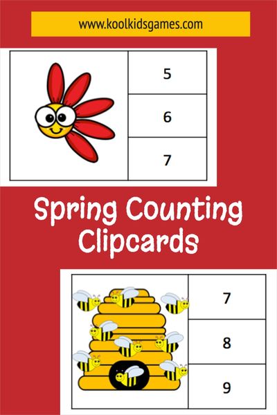 These spring counting clip cards will have your students counting bees 1 to 10 and undertaking butterfly counting practice in no time at all. This set of 4 clip cards for counting practice is simple and fun!