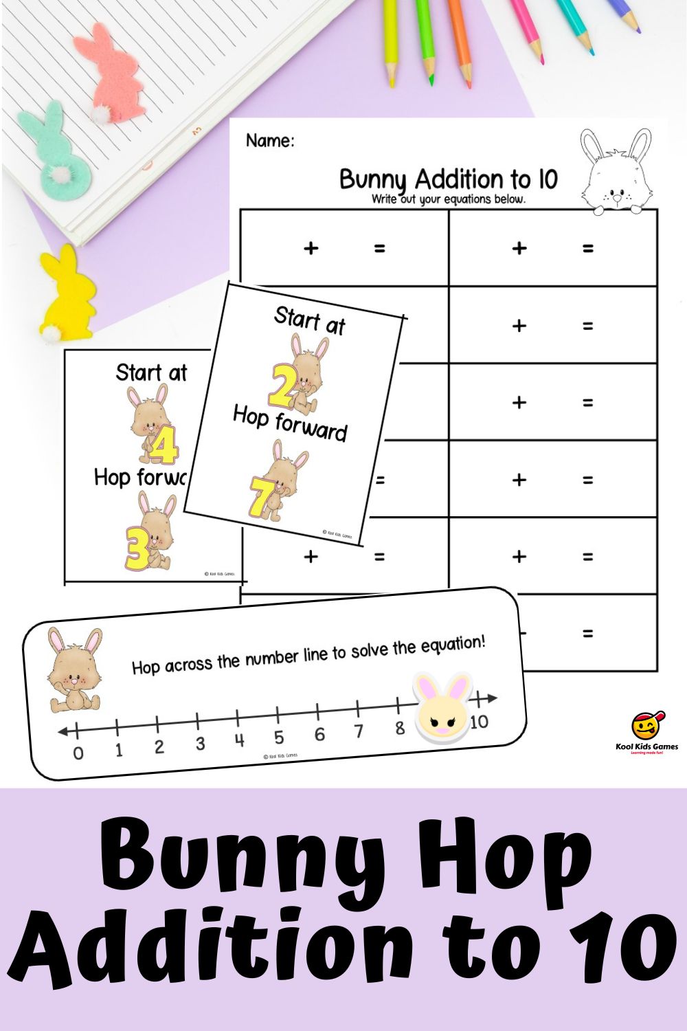 Easter is a great time to teach kindergarten: chocolate, eggs and bunnies are everywhere! Take advantage of the season with this fun, no prep bunny addition to 10 game to help your students practice number line addition and talk about Easter at the same time.