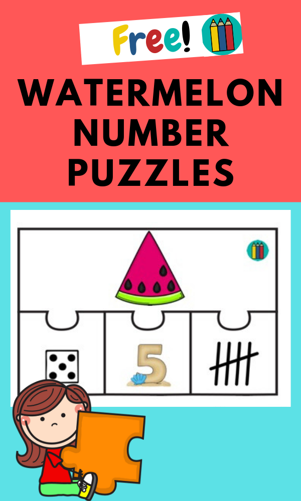 These 4-piece watermelon number puzzles will keep your children entertained while working on early math skills like number recognition, counting and subitizing.