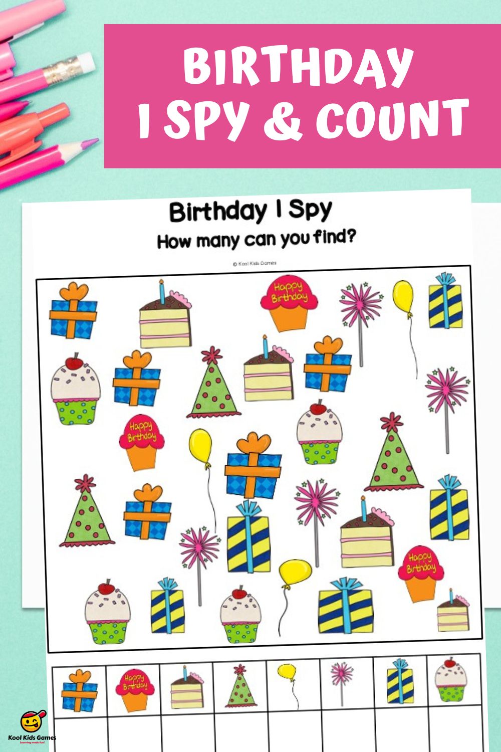 This free birthday activities pack comes loaded with simple, independent activities that your students can enjoy for their special day. There are 4 free birthday party activity sheets including number sequencing puzzle strips, I spy birthday printable, and more!