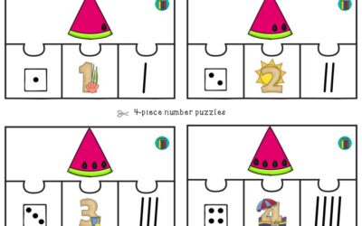 Watermelon 4-piece Number Puzzles