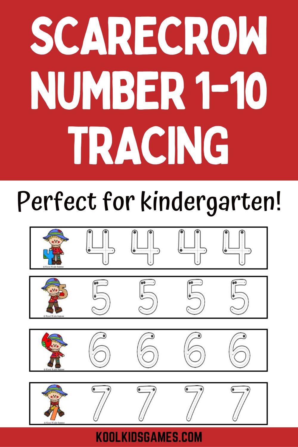 Looking for fall themed number practice? These scarecrow number tracing strips will get your students tracing numbers 0 to 10 really quickly and easily!