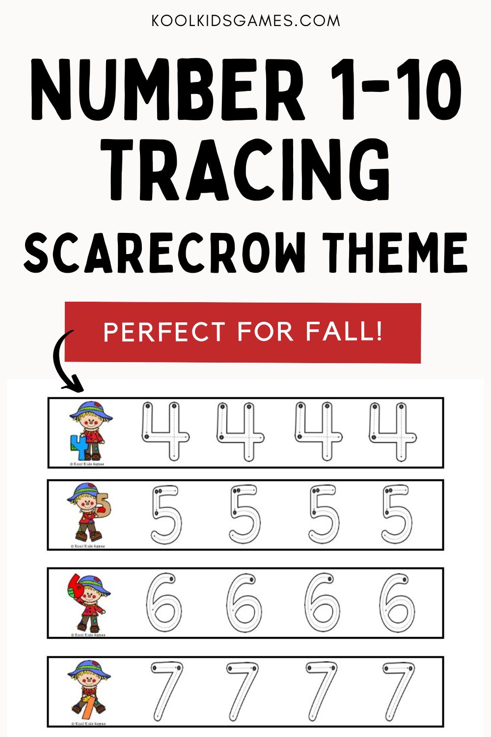 Looking for fall themed number practice? These scarecrow number tracing strips will get your students tracing numbers 0 to 10 really quickly and easily!