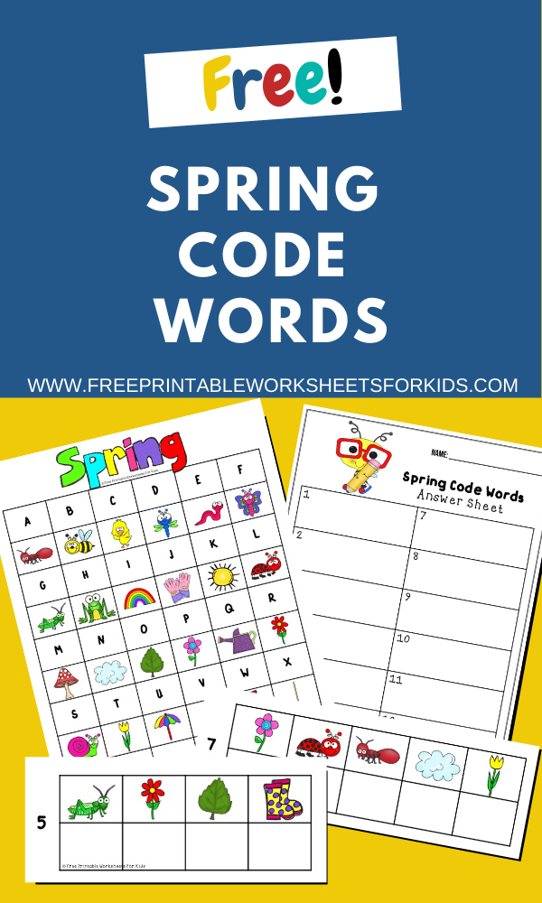 Fun Spring Printables for Preschool and Kindergarten | Spring Themed Word Games | Hands On Literacy Homeschool Activities | Kids Classroom Center Ideas and Worksheets #FreePrintableWorksheetsForKids #Spring #codes