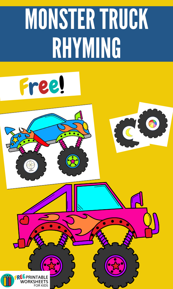 A fun early literacy activity where your child will pair up the monster truck wheels that have rhyming pictures. 12 sets included!