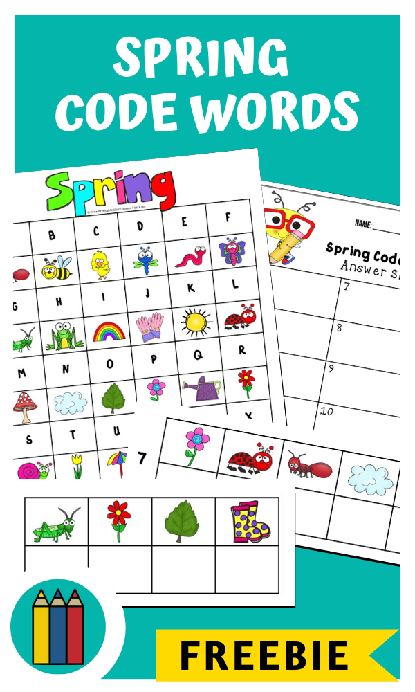 Fun Spring Printables for Preschool and Kindergarten | Spring Themed Word Games | Hands On Literacy Homeschool Activities | Kids Classroom Center Ideas and Worksheets #FreePrintableWorksheetsForKids #Spring #codes