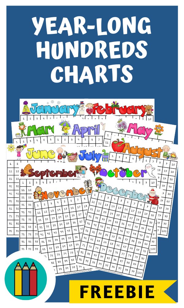 Hundreds charts are fun and versatile teaching tools that you can use for the whole year! 12 different designs included, one for each month.