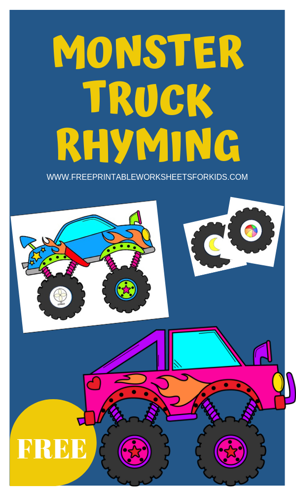 A fun early literacy activity where your child will pair up the monster truck wheels that have rhyming pictures. 12 sets included!