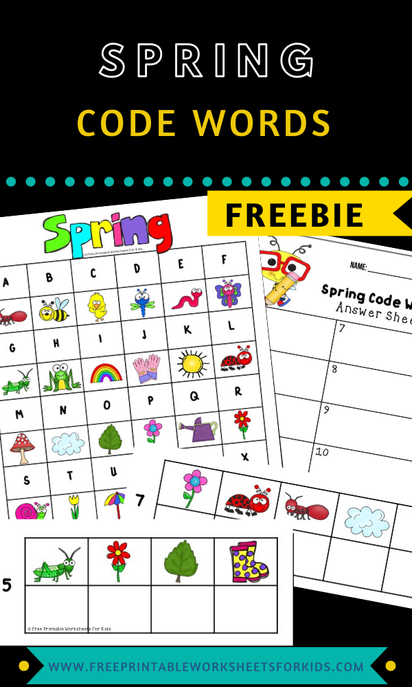 Fun Spring Printables for Preschool and Kindergarten | Spring Themed Word Games | Hands On Literacy Homeschool Activities | Kids Classroom Center Ideas and Worksheets #FreePrintableWorksheetsForKids #Spring #codes