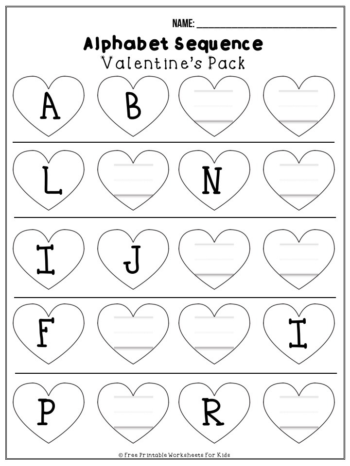 50 pages of free Valentine's themed printable worksheets for kids. Includes a variety of literacy, math and fine motor activities.