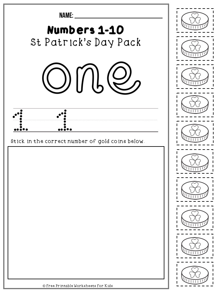 50 pages of free St Patrick’s Day themed printable worksheets for kids. Includes a variety of literacy, math and fine motor activities.