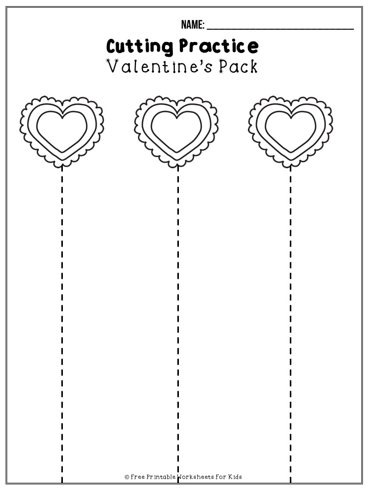 50 pages of free Valentine's themed printable worksheets for kids. Includes a variety of literacy, math and fine motor activities.