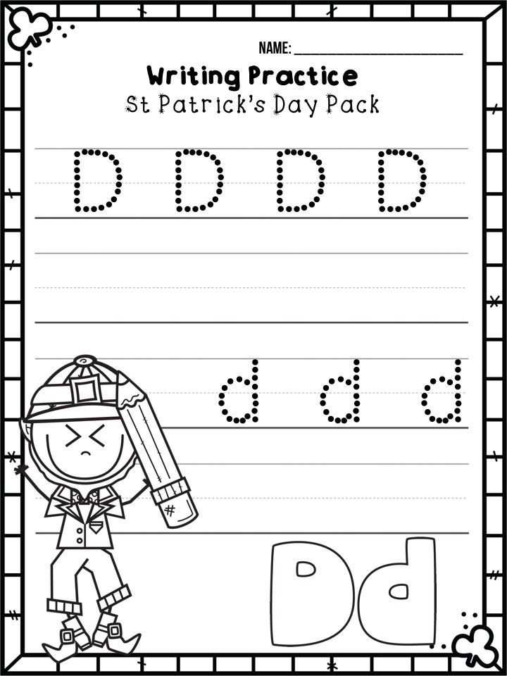 50 pages of free St Patrick’s Day themed printable worksheets for kids. Includes a variety of literacy, math and fine motor activities.