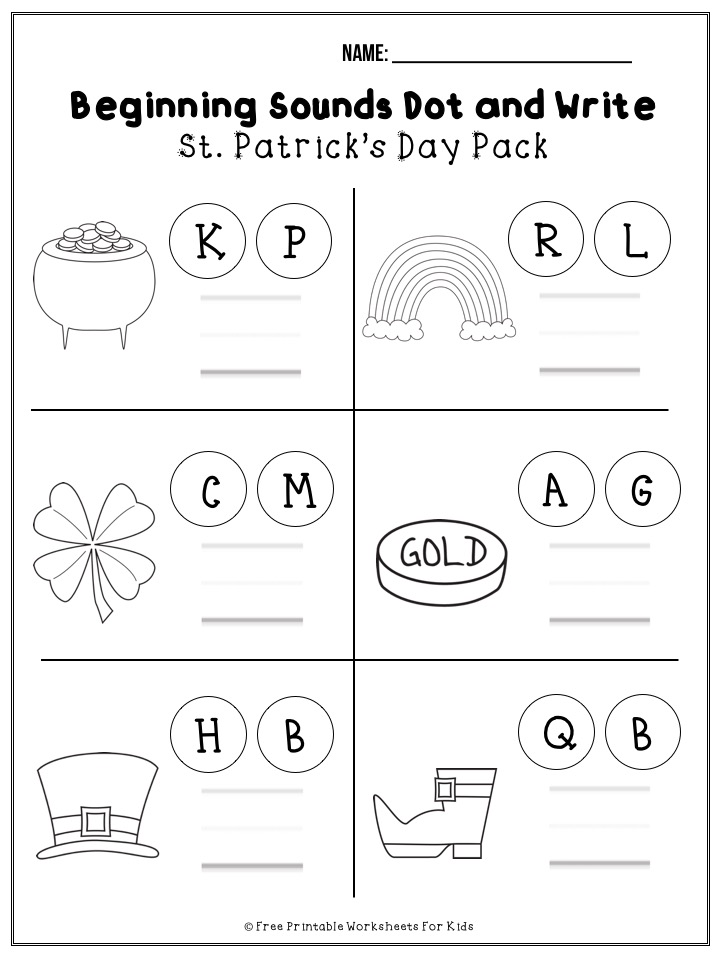 50 pages of free St Patrick’s Day themed printable worksheets for kids. Includes a variety of literacy, math and fine motor activities.