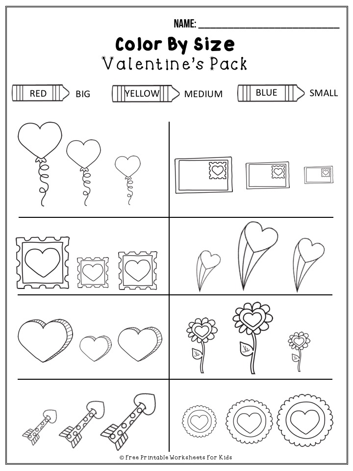 50 pages of free Valentine's themed printable worksheets for kids. Includes a variety of literacy, math and fine motor activities.