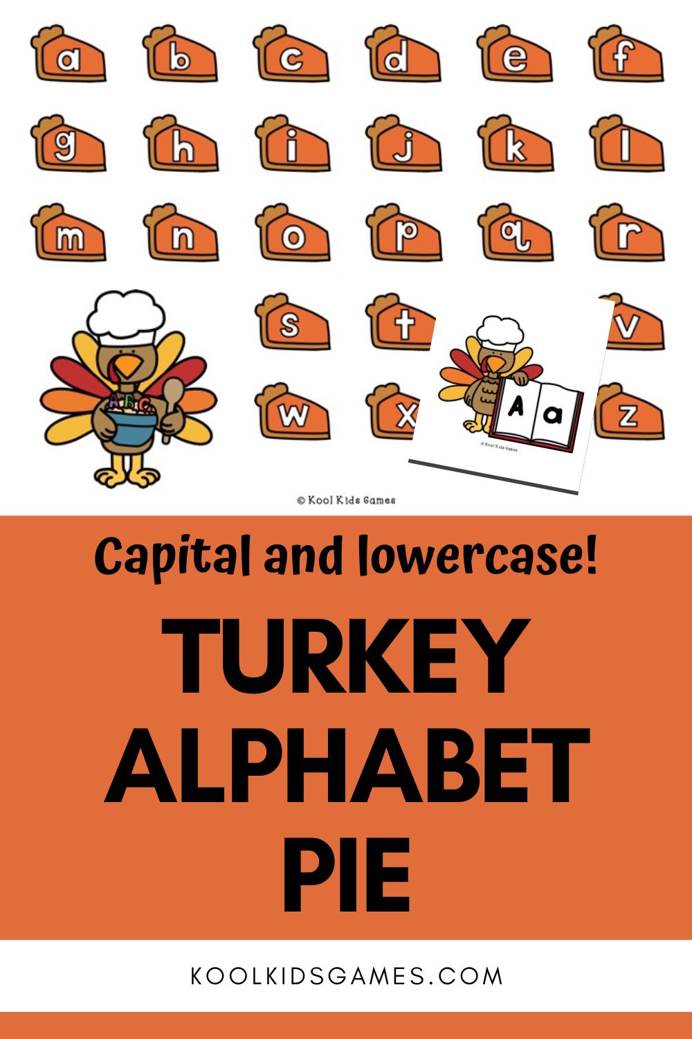 This Turkey Alphabet Pie Pick and Color will be one your new favorite letter recognition games for kindergarten! Students can work with either capital or lowercase letters and you can set it up as a pick and color or pick and cover turkey letter identification center. Add this freebie to your kindergarten Thanksgiving activities plan today!