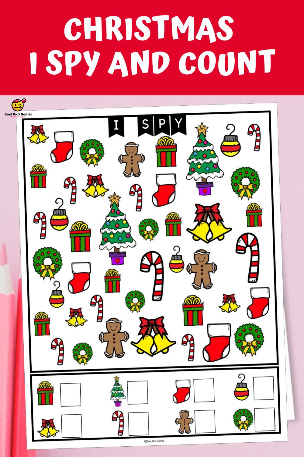 Your students will love this new Christmas I Spy game so be sure to grab it today! There are two ways to use these free printable Christmas games; either print out the full color version and have it as a quick I spy and count game, or use the black and white version for students to color in every time they find an object.