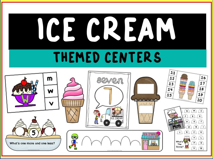 Fun Ice Cream Printables for Preschool and Kindergarten | Ice Cream Themed Literacy and Math Centers | Hands On Summer Homeschool Activities | Kids Classroom Center Ideas and Worksheets #FreePrintableWorksheetsForKids #Icecream #Alphabet #Number #Summer #Preschool