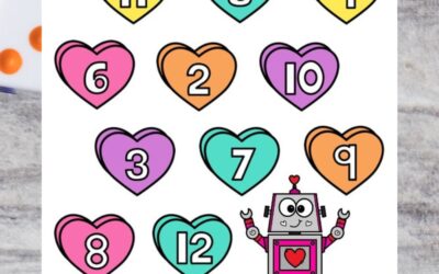 Valentine Roll and Cover Number Hearts 1-12