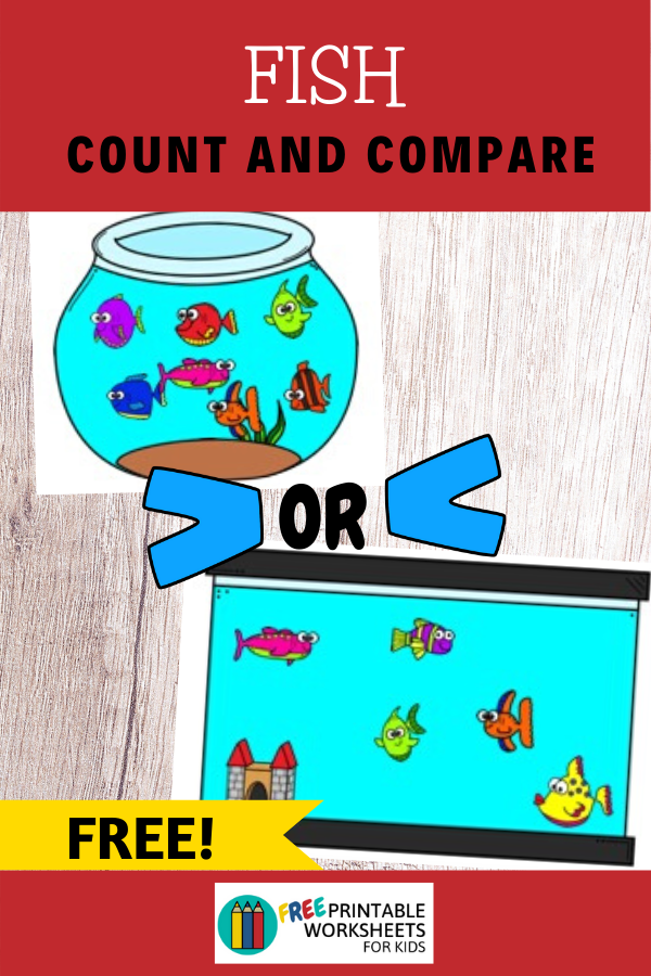 In this fun game, kids will count and compare fish in a tank and fish in a bowl to see which has a bigger number and learn how to use the symbols greater than and lesser than correctly.