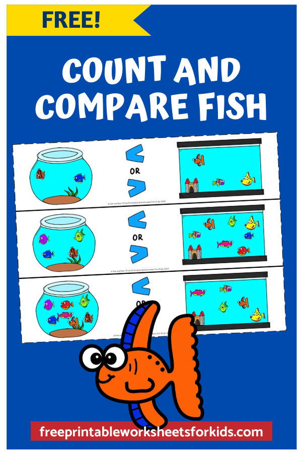 In this fun game, kids will count and compare fish in a tank and fish in a bowl to see which has a bigger number and learn how to use the symbols greater than and lesser than correctly.