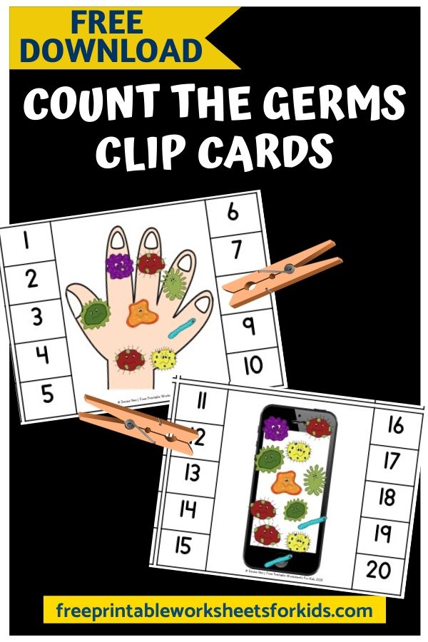 count the germs clip cards