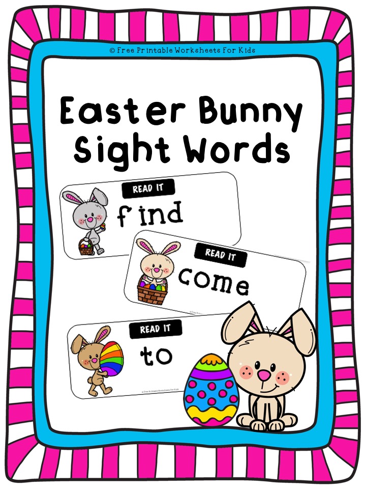 Fun Easter Printables for Preschool and Kindergarten | Active Sight Words Games | Hands On Literacy Homeschool Activities | Kids Classroom Center Ideas and Worksheets #FreePrintableWorksheetsForKids #easter #bunny #sightwords