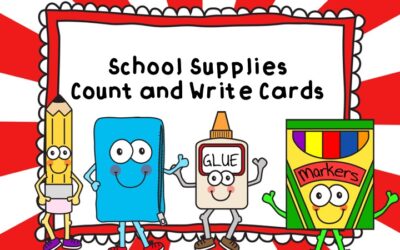 School Supplies Count and Write 1-10 Cards