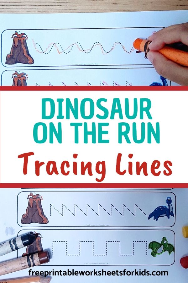 Fun Writing Printables for Preschool and Kindergarten | Dinosaur Themed Games | Hands On Homeschool Tracing Activities | Kids Classroom Center Ideas and Worksheets #FreePrintableWorksheetsForKids #Dinosaur #Tracing