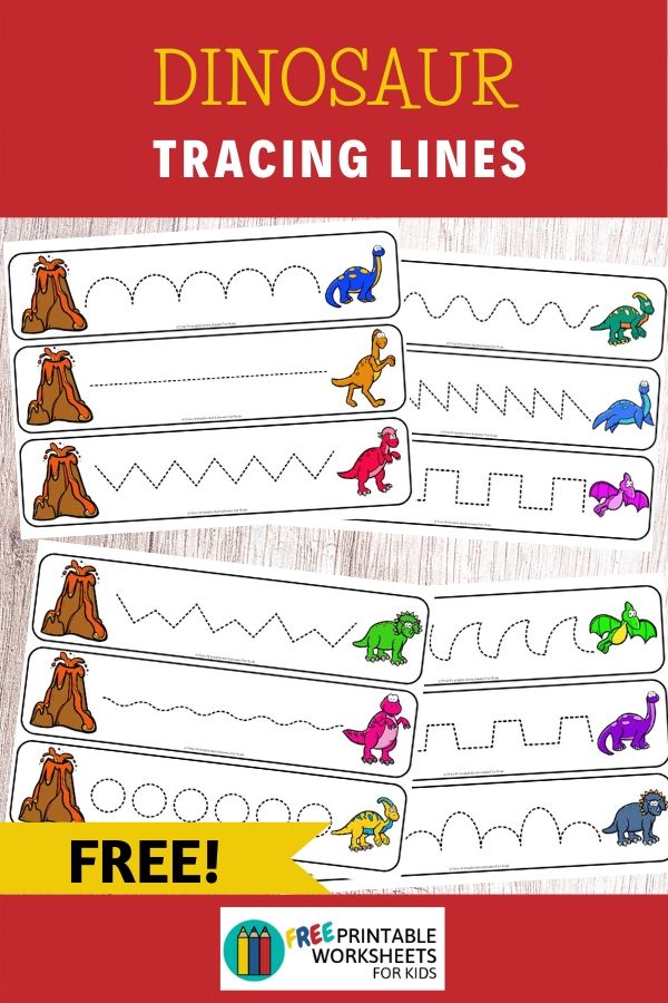 In this dinosaur tracing activity for developing fine motor skills, your preschooler will help the dinosaurs escape the volcano eruption. There are more than 10 different dinosaur line tracing patterns to choose from.