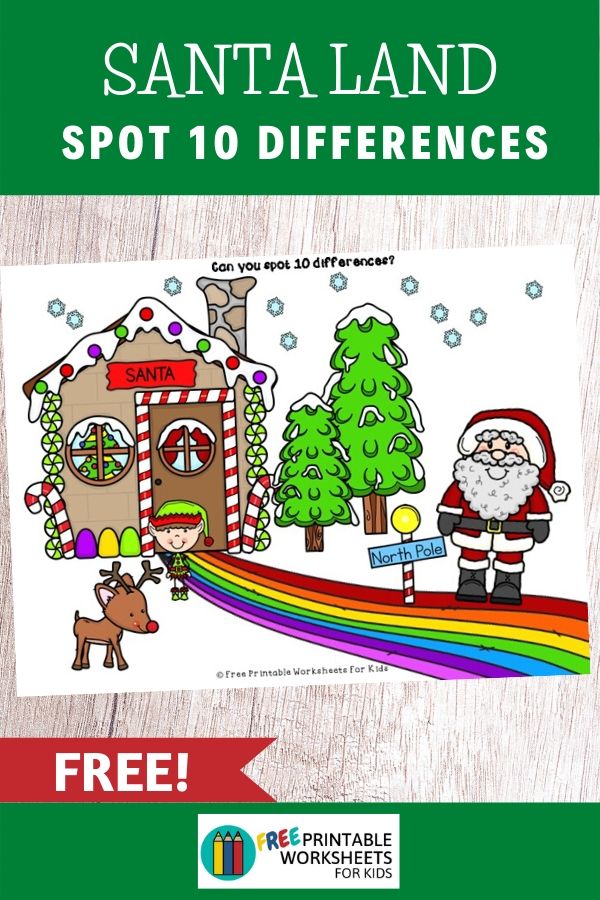 Need more time to wrap your Christmas presents? This game of visual discrimination will keep your kids busy for a while! Find the 10 differences between these 2 pictures of Santa Land.