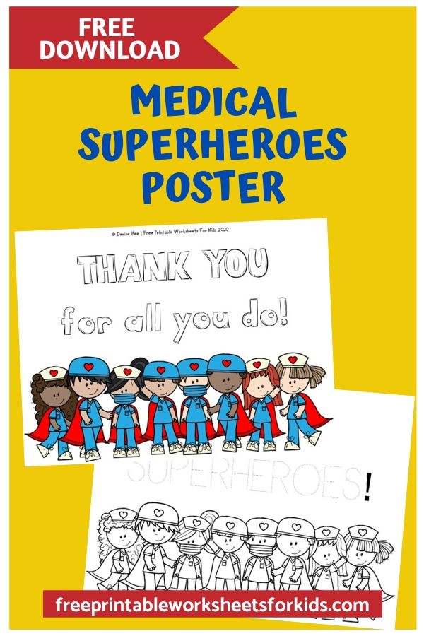 Color in, trace or write your own message to show your support to doctors and nurses. Post a picture on social media or hand them in personally to our superheroes! These printable coloring pages will surely be appreciated by kids and adults alike.