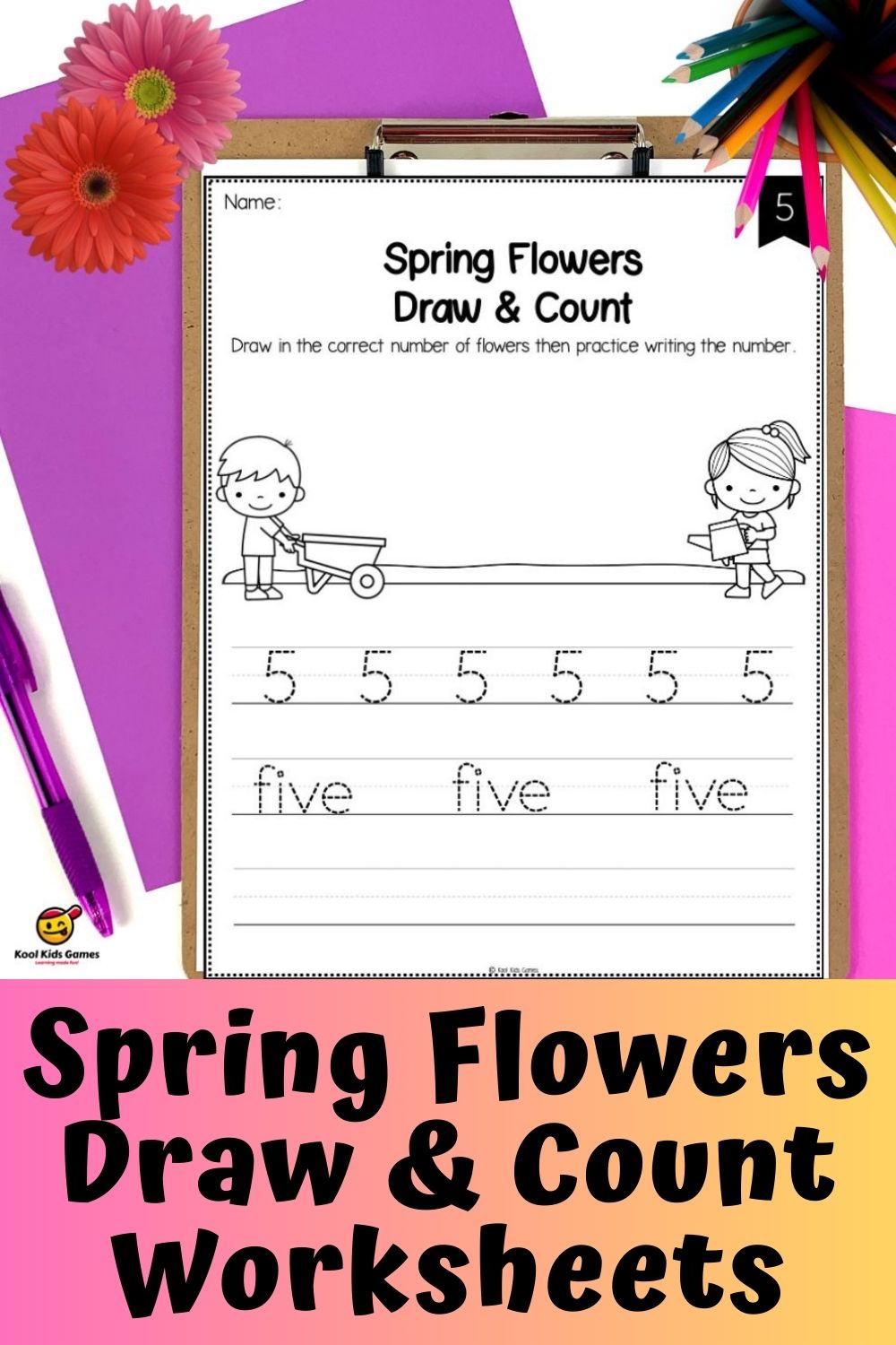 Tie in the Spring season into your math centers with these spring flowers draw and count worksheets. You’ll be giving your students opportunities for writing numbers in words as well as allowing them to draw and count to practice their one to one correspondence skills.