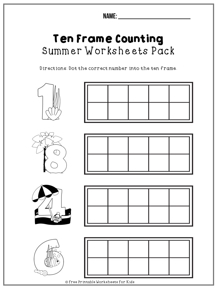 50 free pages of summer-themed fun worksheets for preschoolers and kindergarteners to work on their literacy, math and fine motor skills. Keep your kids busy during the summer holidays.