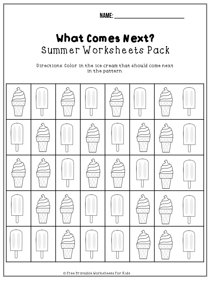 50 free pages of summer-themed fun worksheets for preschoolers and kindergarteners to work on their literacy, math and fine motor skills. Keep your kids busy during the summer holidays.