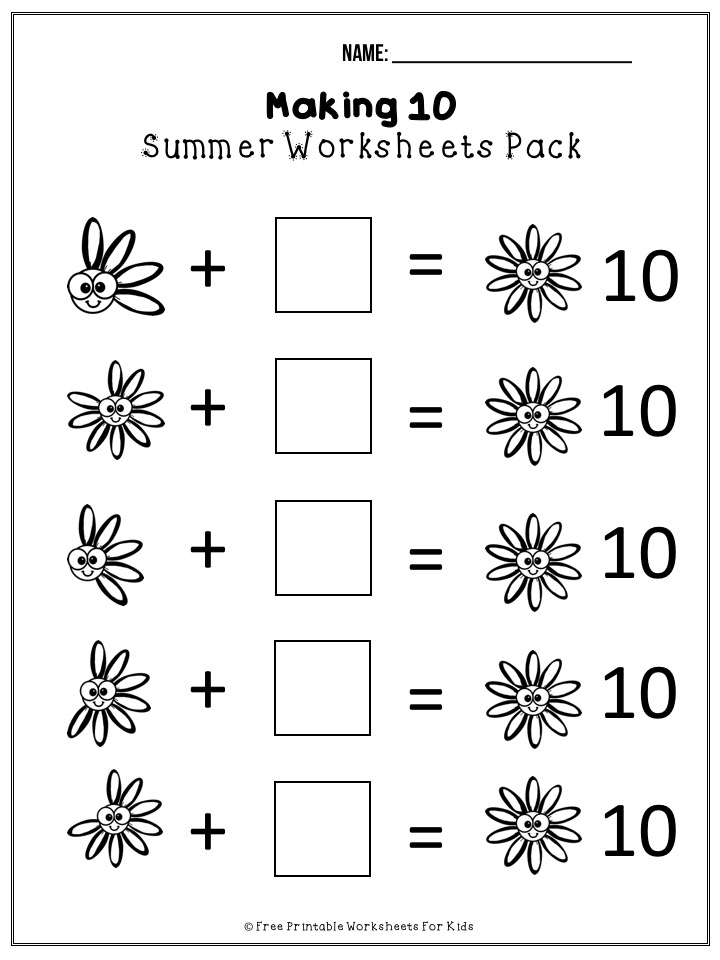 50 free pages of summer-themed fun worksheets for preschoolers and kindergarteners to work on their literacy, math and fine motor skills. Keep your kids busy during the summer holidays.