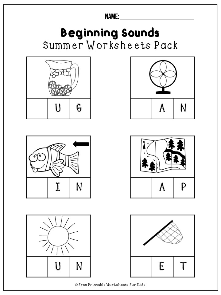 50 free pages of summer-themed fun worksheets for preschoolers and kindergarteners to work on their literacy, math and fine motor skills. Keep your kids busy during the summer holidays.