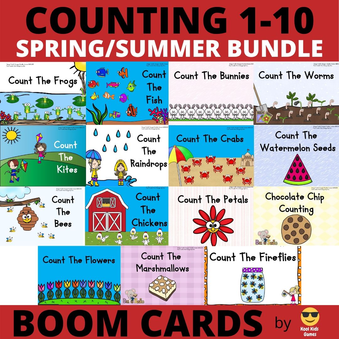 Count how many raindrops are forming those fun puddles in this spring-themed game. Kids will practice counting from 1 to 10 while strengthening fine motor muscles with this set of clipcards.