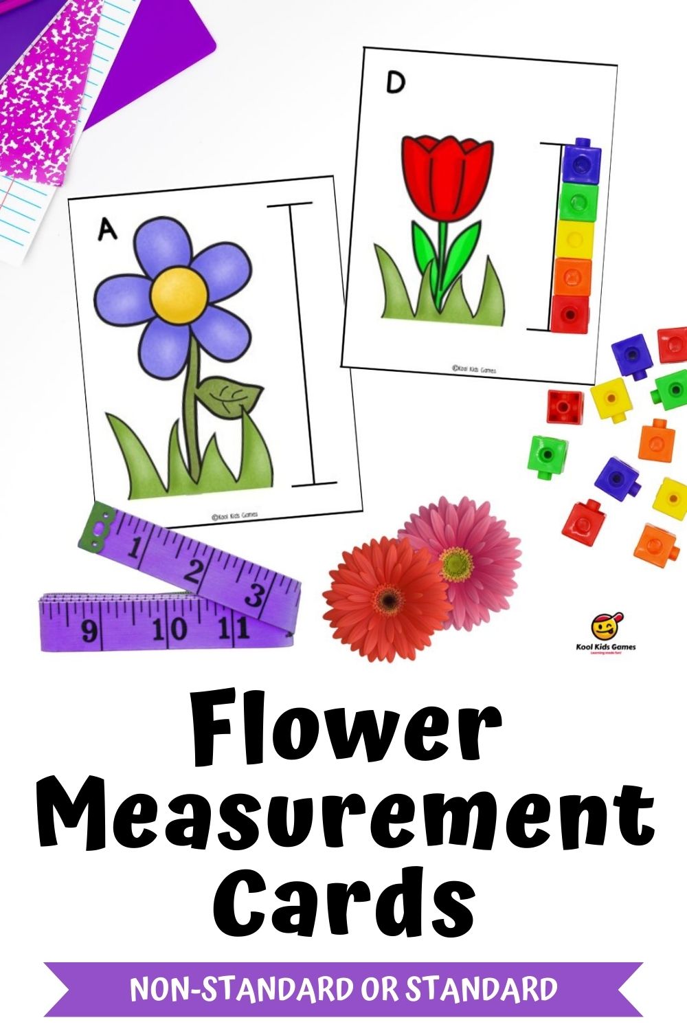 It’s not unusual for kindergarten teachers to leave teaching measurement until the last minute. However, there’s lots of excellent math skills to be developed here, from visual estimation to one to one correspondence counting skills. Check out these cute flower measurement cards that give you the opportunity to talk about how to measure accurately as well as bringing some flower power into your classroom.