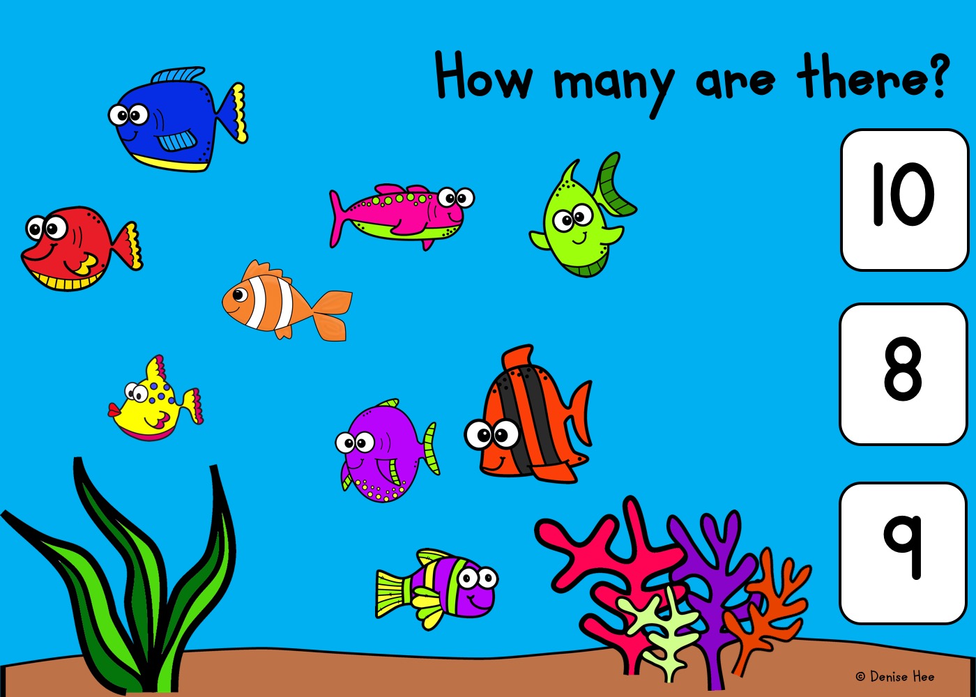 Dive into the ocean and count how many colorful fish you can see! Kids will love clipping the correct answer and they will be so good at counting to 10 by the end of this game. This set of clip cards is perfect for summertime.