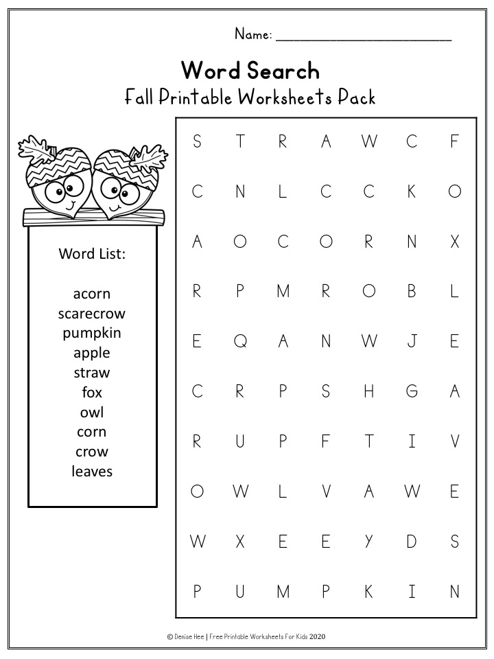 Fun Fall Printables for Preschool and Kindergarten | Autumn Themed Games | Hands On Math and Literacy Homeschool Activities | Kids Classroom Center Ideas and Worksheets #FreePrintableWorksheetsForKids #fall #autumn #worksheet