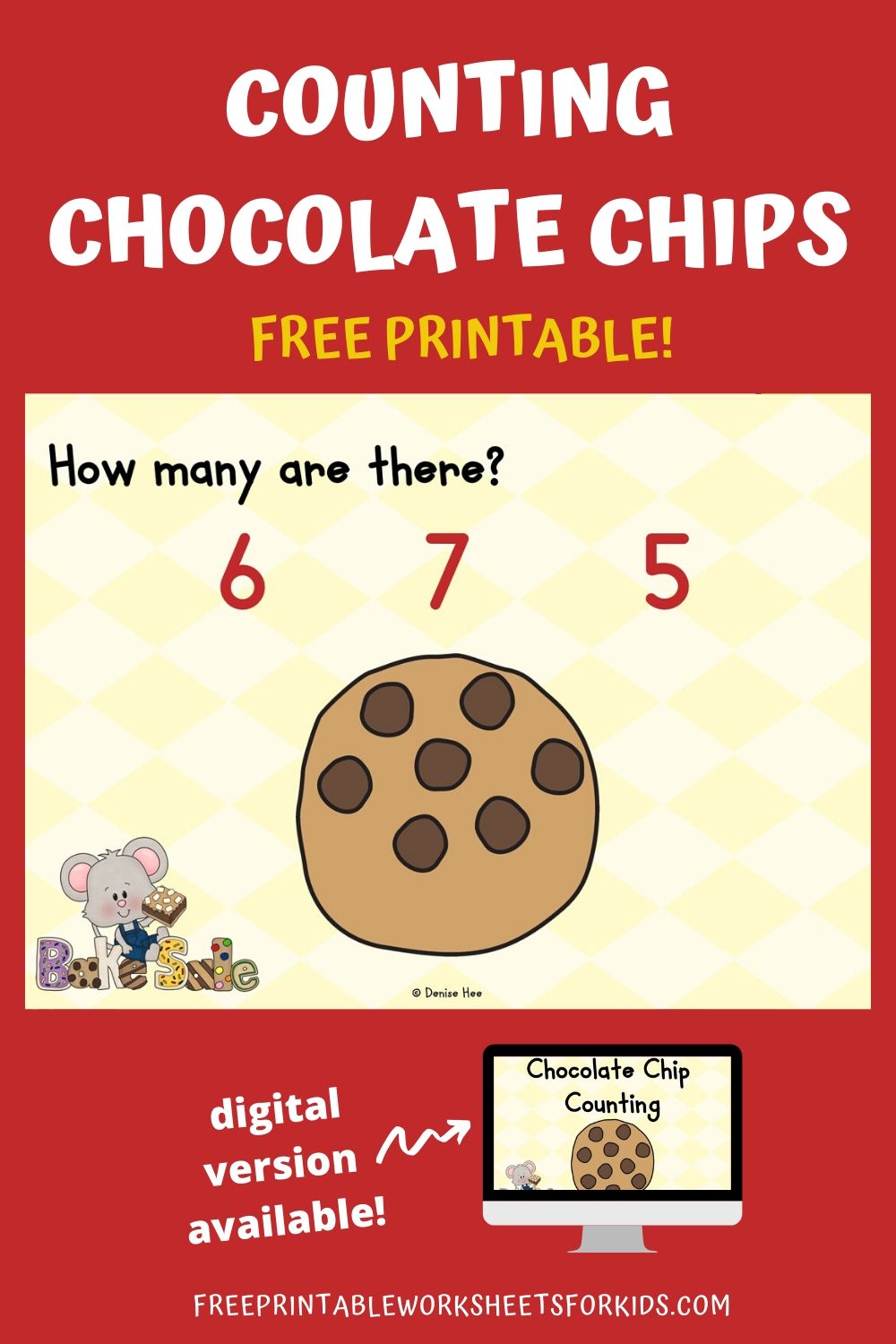 Kids will love this deliciously fun counting game! Count out the chocolate chips from 1-10 and clip a wooden peg on the correct answer. This printable game works on both math and fine motor skills.