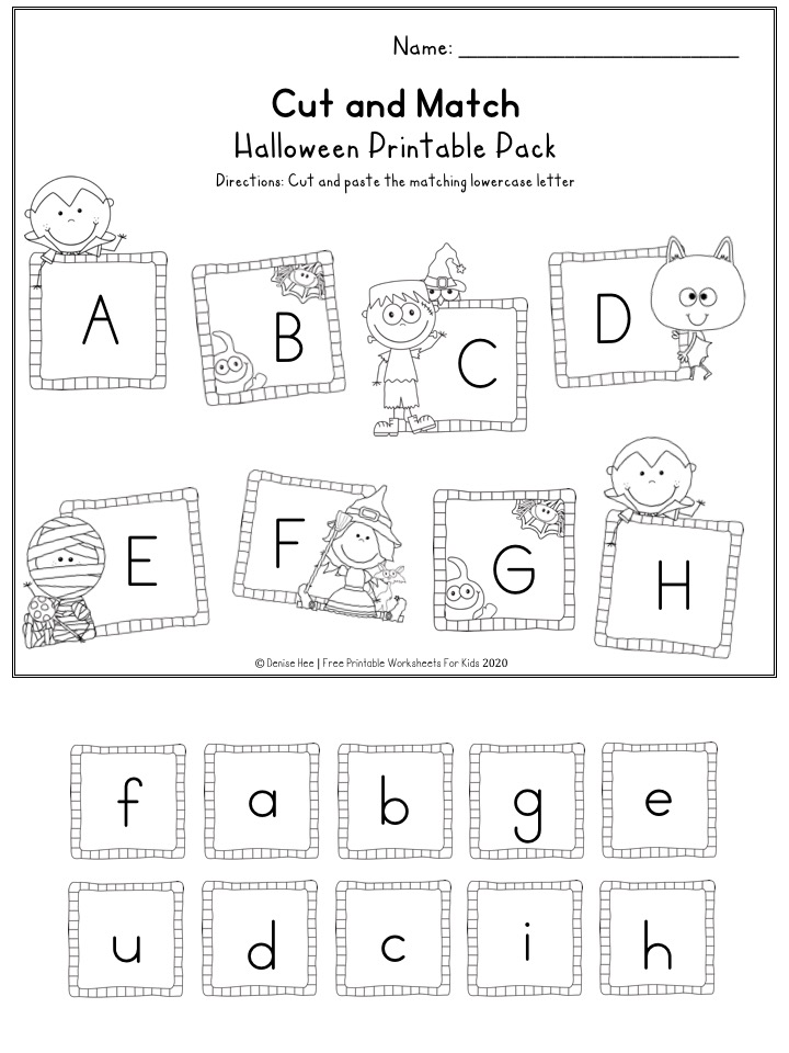 Fun Halloween Printables for Preschool and Kindergarten | Halloween Themed Number Games | Hands On Literacy Homeschool Activities | Kids Classroom Center Ideas and Worksheets #FreePrintableWorksheetsForKids #halloween #october #packet #witch #ghost