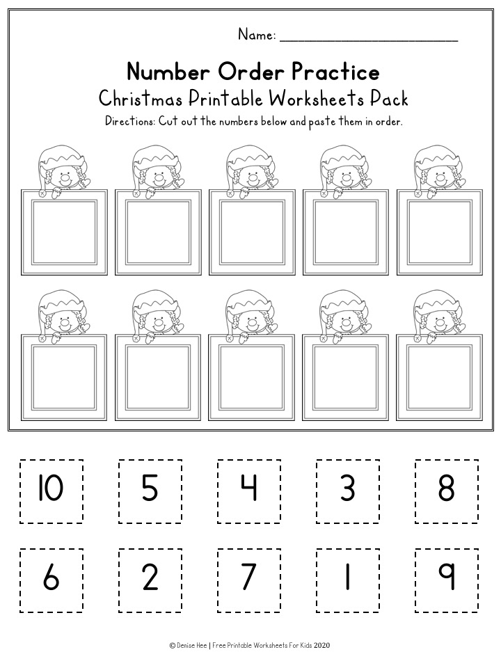 Fun Christmas Printables for Preschool and Kindergarten | Santa Themed Number Games | Hands On Literacy Homeschool Activities | Kids Classroom Center Ideas and Worksheets #FreePrintableWorksheetsForKids #christmas #december #santa #elf #stocking