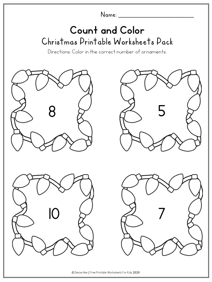 Fun Christmas Printables for Preschool and Kindergarten | Santa Themed Number Games | Hands On Literacy Homeschool Activities | Kids Classroom Center Ideas and Worksheets #FreePrintableWorksheetsForKids #christmas #december #santa #elf #stocking