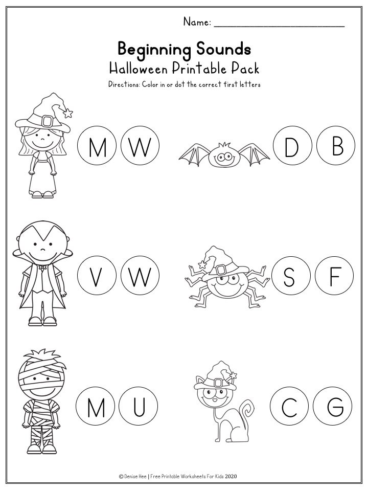 Fun Halloween Printables for Preschool and Kindergarten | Halloween Themed Number Games | Hands On Literacy Homeschool Activities | Kids Classroom Center Ideas and Worksheets #FreePrintableWorksheetsForKids #halloween #october #packet #witch #ghost